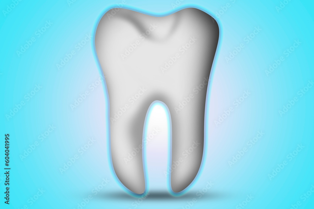 White tooth illustration isolated on blue background White tooth illustration isolated on blue background