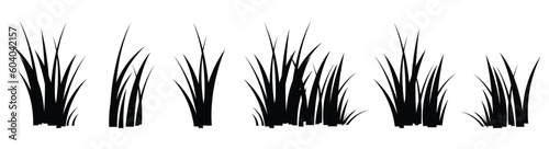 Cartoon silhouette grass leaves collection vector illustration isolated on white