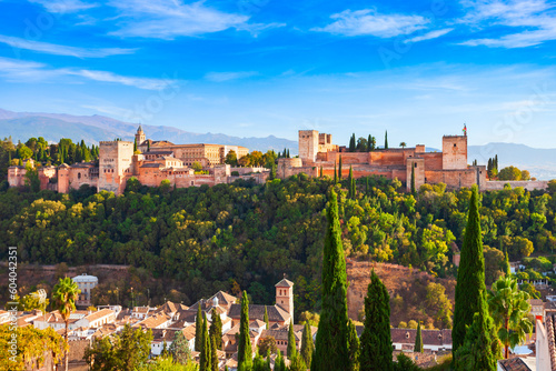 The Alhambra aerial panoramic view in Granada, Spain