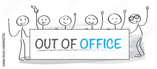 Team who says "out of office" - vector illustration