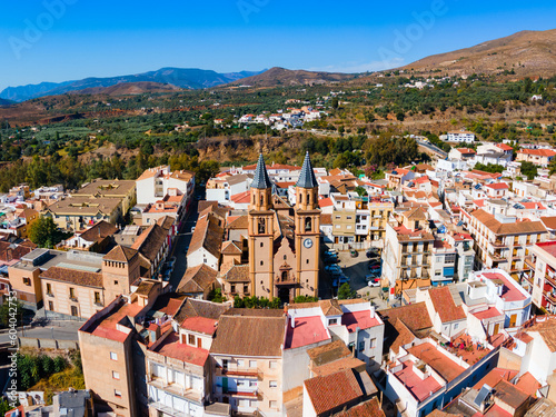 Orgiva town aerial panoramic view in Alpujarras, Spain photo