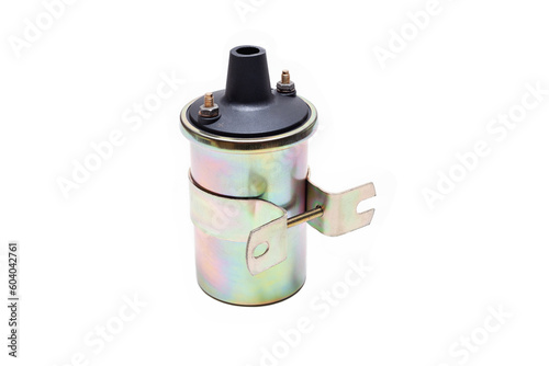 Ignition coil on a white