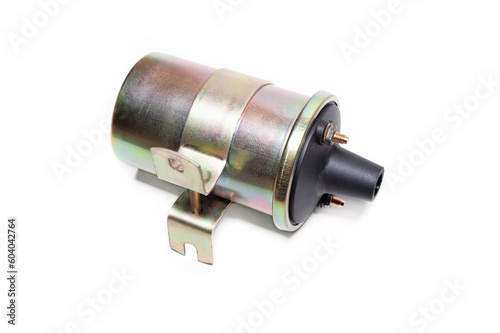 Ignition coil on a white