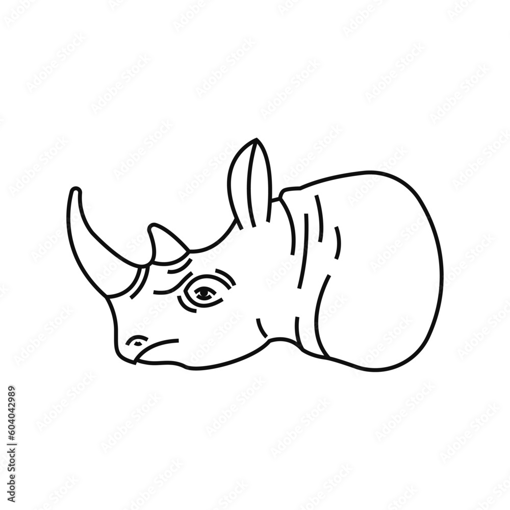 Fototapeta premium Rhinoceros vector illustration, Rhinoceros line vector, rhino flat icon