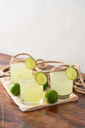 Traditional cocktail daiquiri, image for the menu. decorated with lime photo