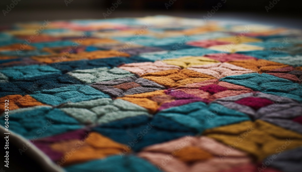 Fototapeta premium Woven wool rug adds elegance to living room generated by AI