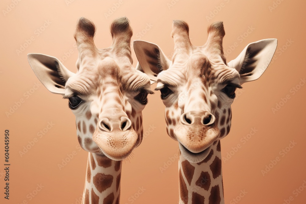 Obraz premium Cute cartoon couple of animals on pure background. 3D illustration.