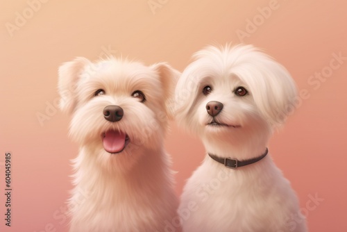 Cute cartoon couple of animals on pure background. 3D illustration.