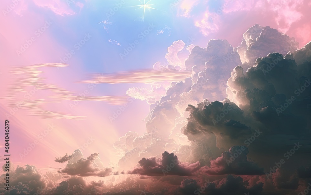 Beautiful Sky and Nature sunset in Abstract Light. Fluffy Clouds background. Generative AI illustrations. Beautiful Sky and Nature sunset in Abstract Light. Fluffy Clouds background. Generative AI illustrations.