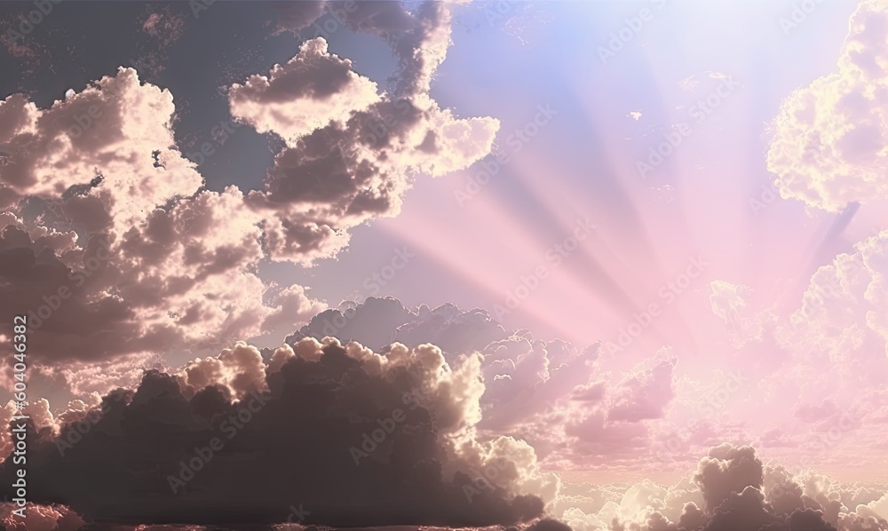 Beautiful Sky and Nature sunset in Abstract Light. Fluffy Clouds background. Generative AI illustrations. Beautiful Sky and Nature sunset in Abstract Light. Fluffy Clouds background. Generative AI illustrations.