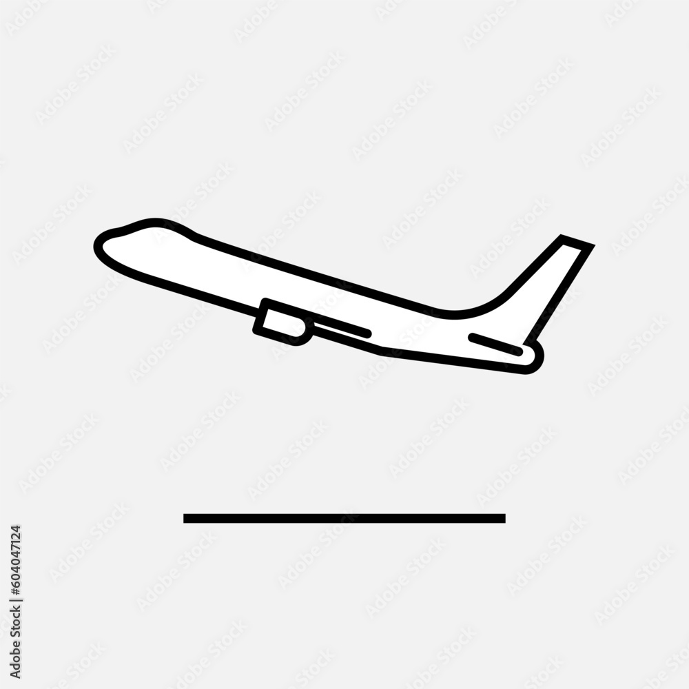 Airplane Departure Icon. Transportation Information Symbol - Vector.  