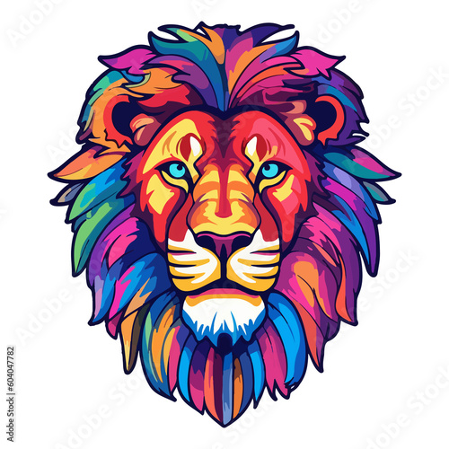Colorful lion modern pop art style  colorful lion illustration  simple creative design.