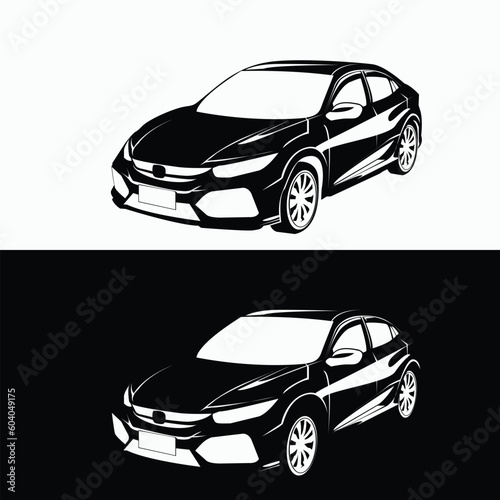 car sport car silhouette black and white style