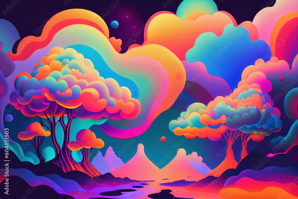 psychedelic colorful clouds abstract background