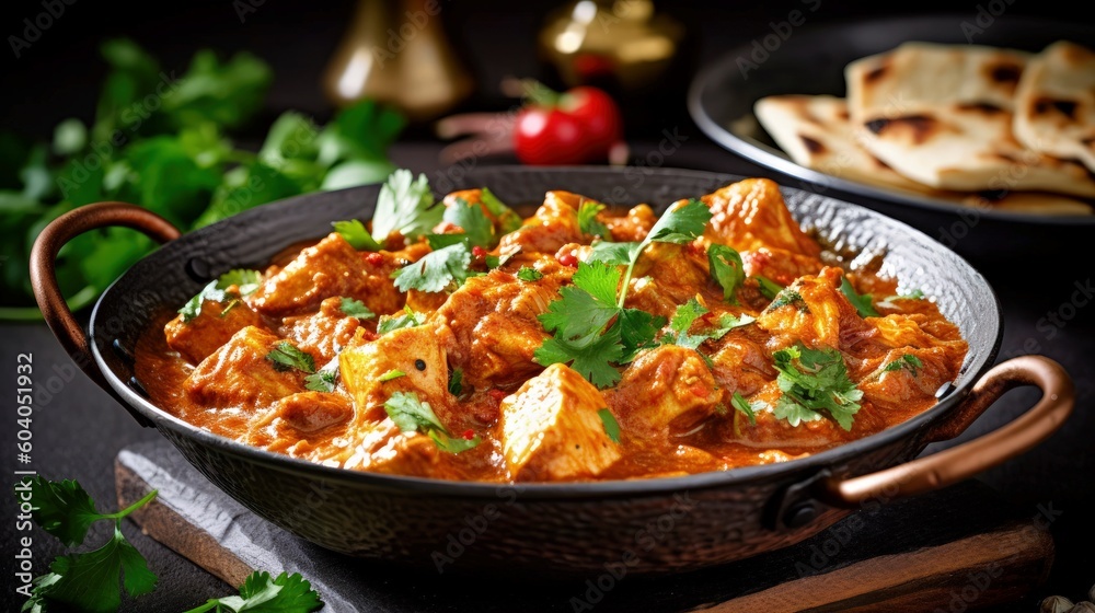 indian tikka masala chicken curry in bowl created with generative AI indian tikka masala chicken curry in bowl created with generative AI