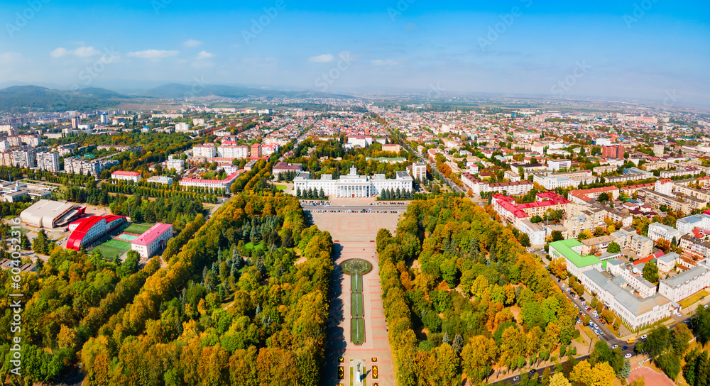 Nalchik city aerial panoramic view, Russia