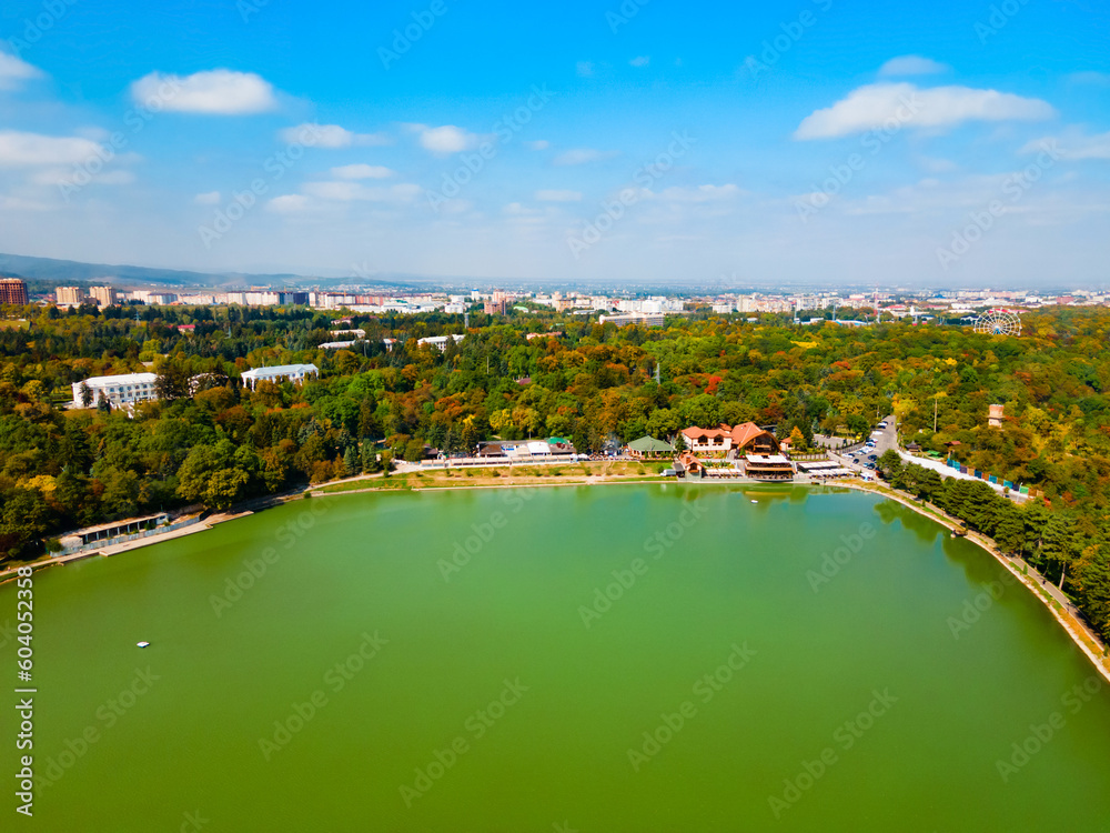 Kurortnoe lake aerial panoramic view, Nalchik