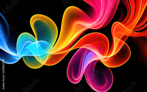 Colorful smoke on black, abstract background with isolated multicolored fantasy smoke. Generative Ai.