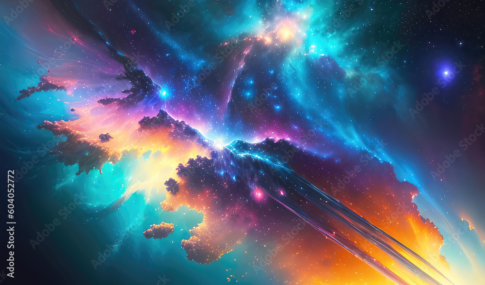 Abstract background with nebulas stars and galactic, science fiction cosmic wallpaper. Generative Ai.