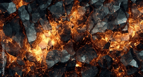 Flames and fire embers texture on a dark background. Generative Ai Illustration.