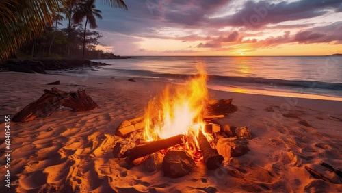 bonfire at a tropical beach