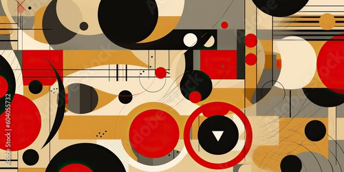AI Generated. AI Generative. Retro Vintage abstract geometric pattern inspired by bauhaus style. Graphic Art