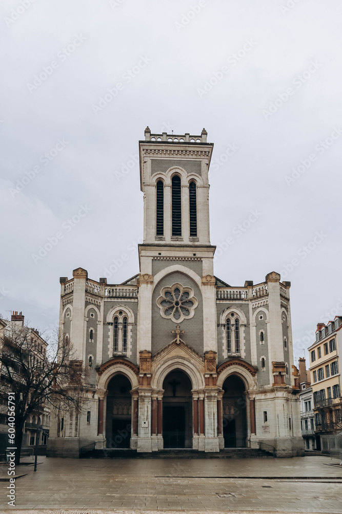 Saint Etienne, France - 30.12.2022: Saint-Étienne Cathedral in the city center