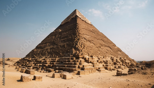 Ancient pharaoh monument  pyramid shaped  majestic outdoors generated by AI