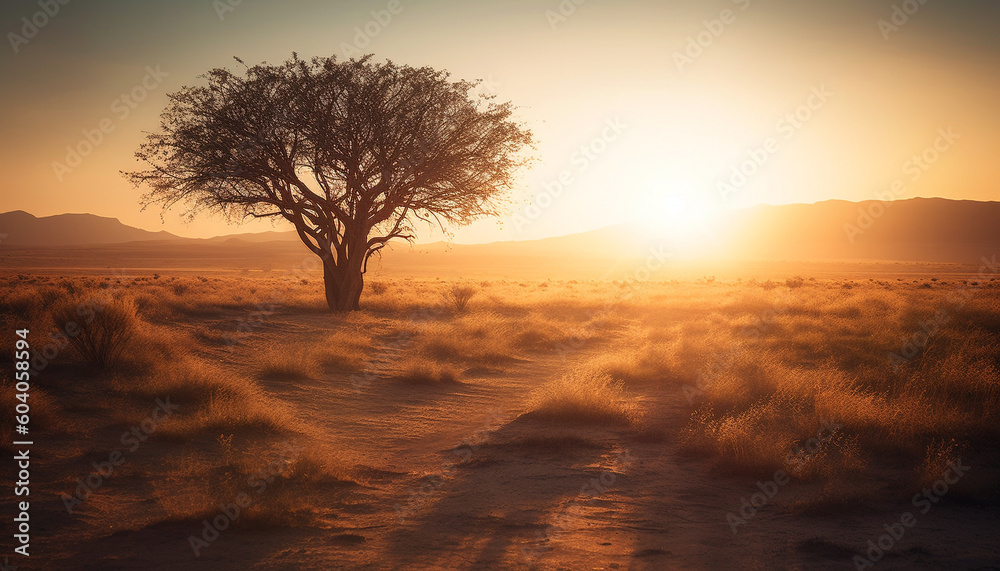 Loneliness on the horizon, tranquil beauty in nature generated by AI Loneliness on the horizon, tranquil beauty in nature generated by AI