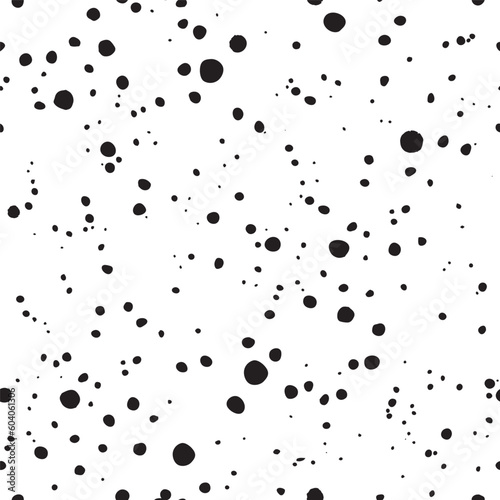 Black polka dot, blot on white background pattern.