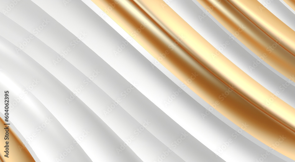 Obraz premium Abstract white background with gold dynamic effect. Motion Illustration. Trendy gradients. Can be used for advertising, marketing, presentation. AI generate