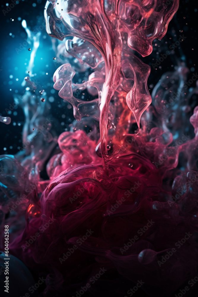 Fototapeta premium Closeup status background with liquid splash in red and blue tones