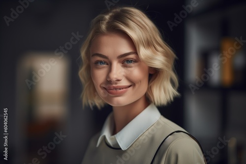 Portrait of a young smiling blonde woman