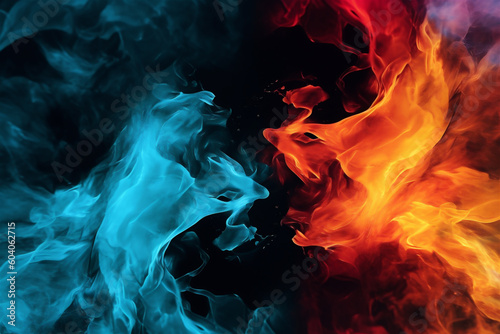 Unreal color abstract background in red and blue tones