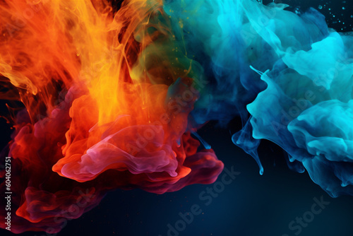 Unreal color abstract background in red and blue tones