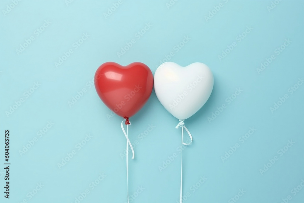 Balloons in Love on Blue Background, generative AI Balloons in Love on Blue Background, generative AI