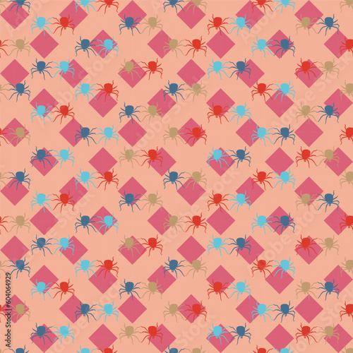 Acari insects vector seamless pattern