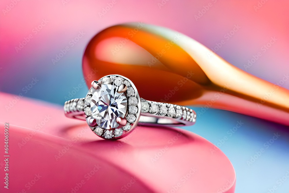 diamond ring isolated on pink background diamond ring isolated on pink background