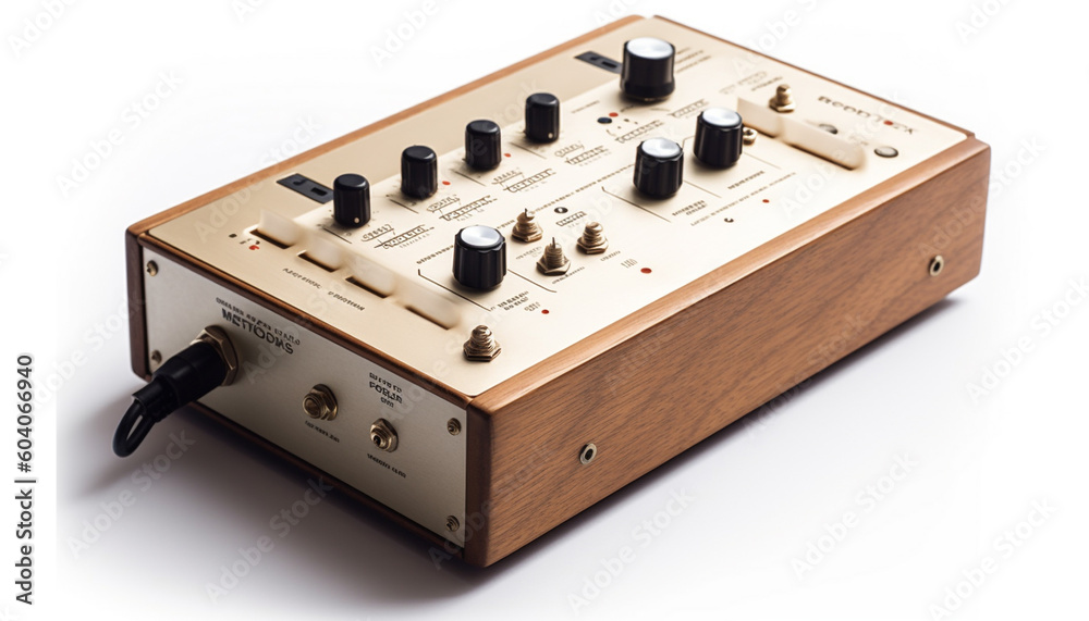 Old fashioned audio equipment knob controls modern technology generated by AI Old fashioned audio equipment knob controls modern technology generated by AI