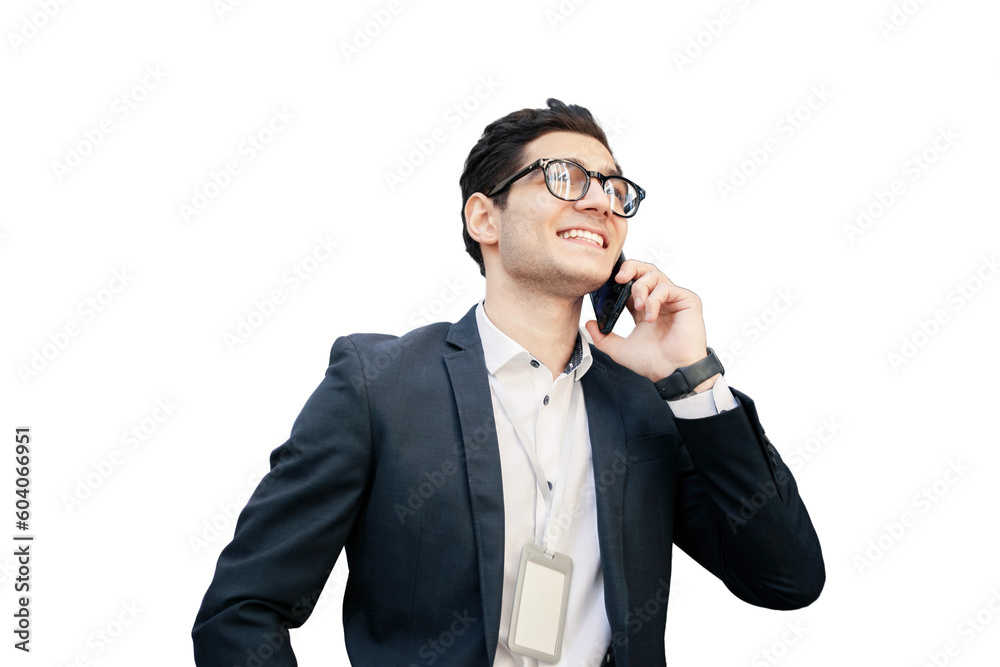 Young businessman talking on the phone manager , transparent background, png. Young businessman talking on the phone manager , transparent background, png.