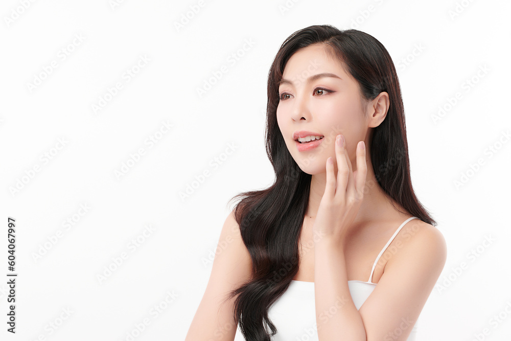 Beautiful young asian woman with clean fresh skin on white background, Face care, Facial treatment, Cosmetology, beauty and spa, Asian women portrait. Beautiful young asian woman with clean fresh skin on white background, Face care, Facial treatment, Cosmetology, beauty and spa, Asian women portrait.