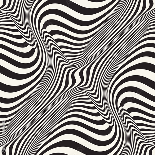 Monochrome Moiré Effect Textured Swirl Pattern