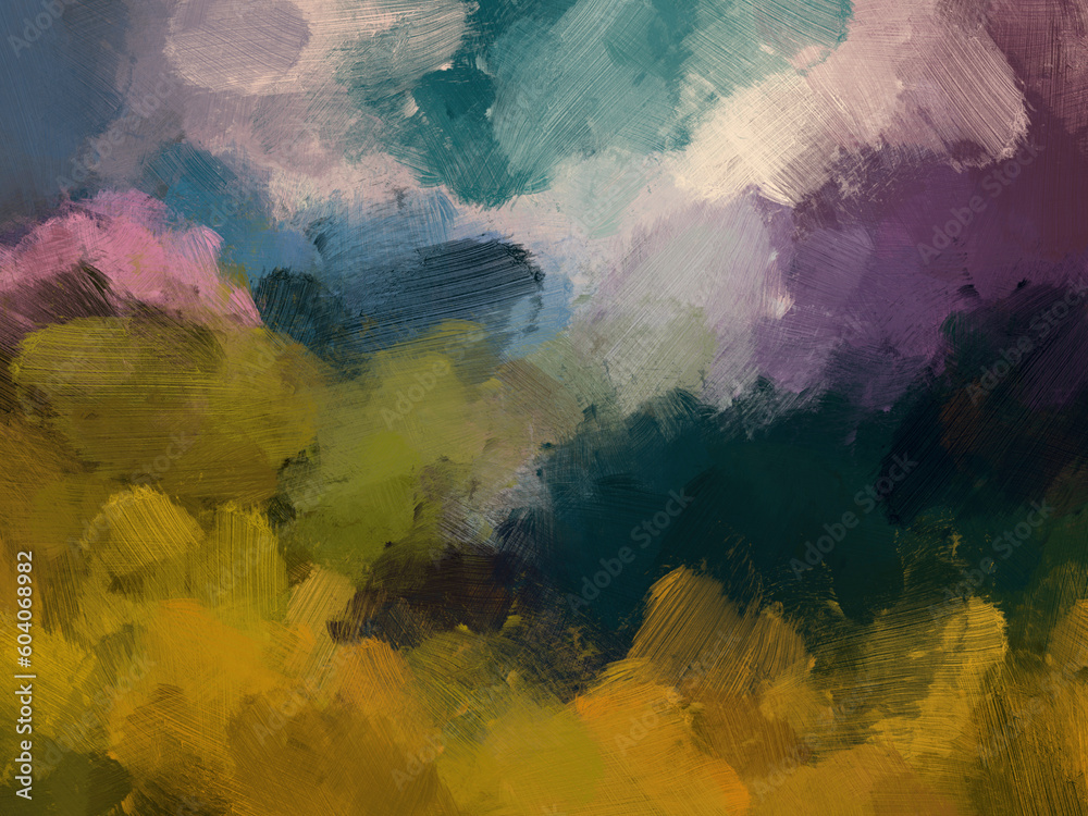 Colorful oil paint brush background yellow blue