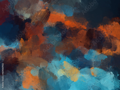 Colorful oil paint brush background blue orange