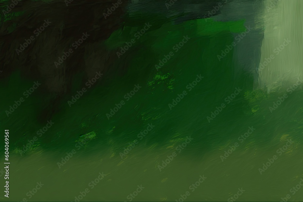 Abstract watercolor background of paint strokes in green and black