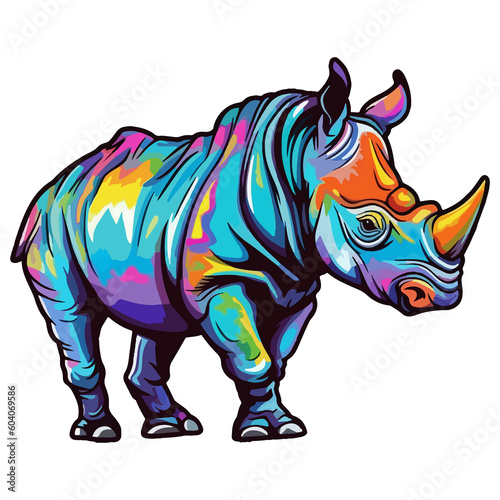 Colorful rhinoceros modern pop art style  Rhinoceros illustration  simple creative design.
