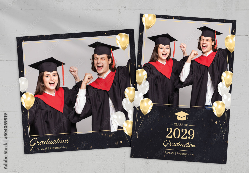 Graduation Photo Card Layout Stock Template Adobe Stock