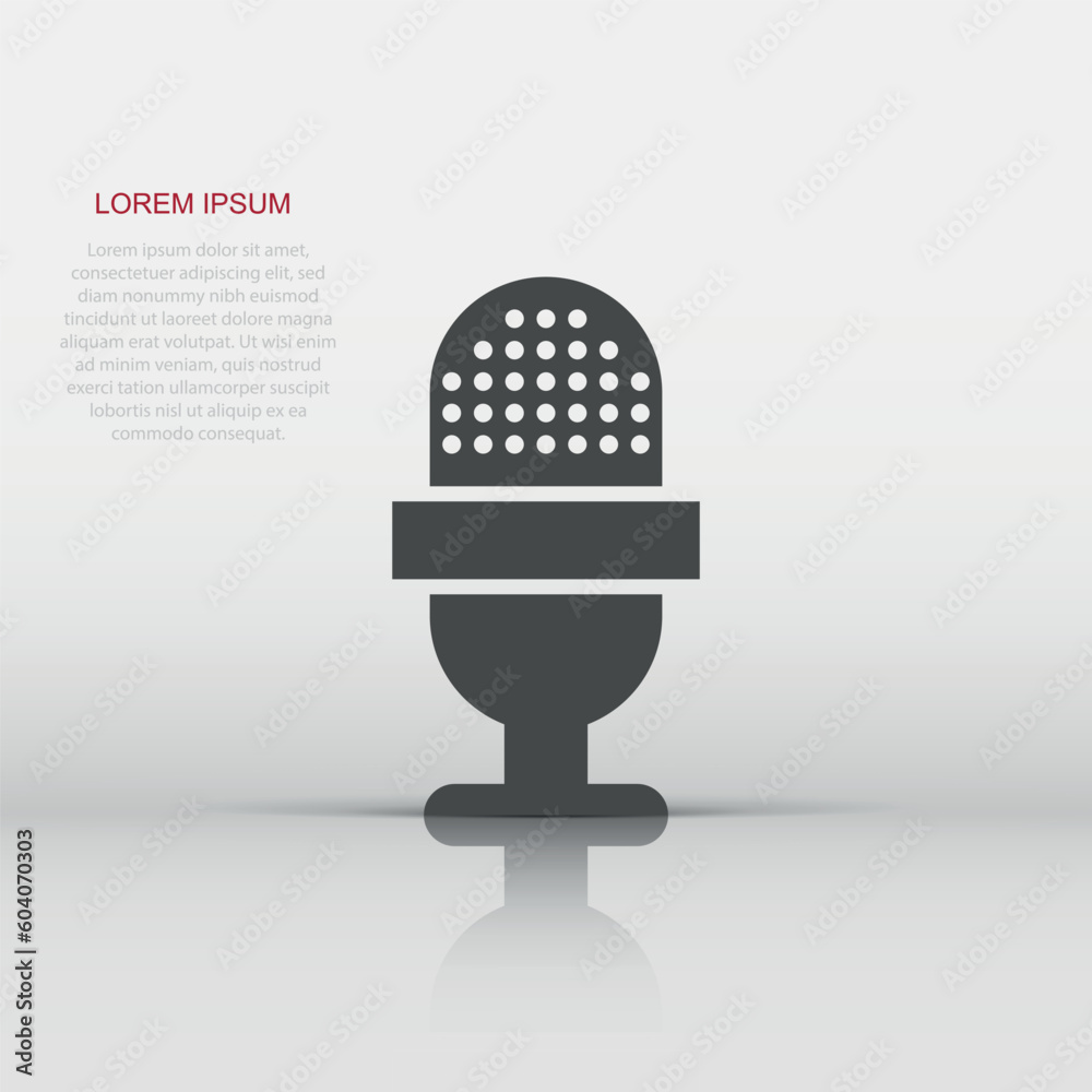 Microphone icon in flat style. Mic broadcast vector illustration on white isolated background. Microphone mike speech business concept. Microphone icon in flat style. Mic broadcast vector illustration on white isolated background. Microphone mike speech business concept.
