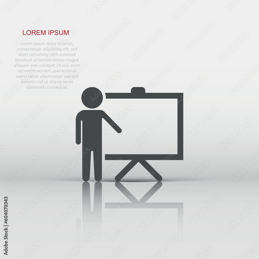 Training education icon in flat style. People seminar vector illustration on white isolated background. School classroom lesson business concept. Training education icon in flat style. People seminar vector illustration on white isolated background. School classroom lesson business concept.