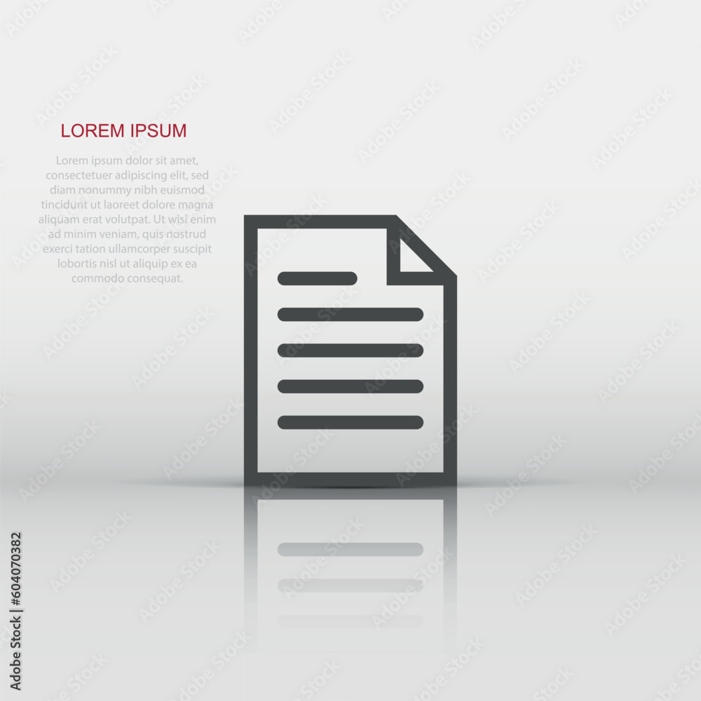 Document note icon in flat style. Paper sheet vector illustration on white isolated background. Notepad document business concept. Document note icon in flat style. Paper sheet vector illustration on white isolated background. Notepad document business concept.